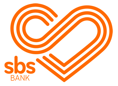 SBS Bank logo on grey background